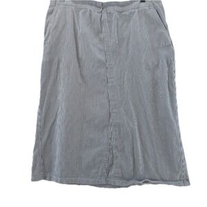 Talbots Stretch Skirt Women's Sz 12 Blue Striped A-Line Midi Casual Career Denim